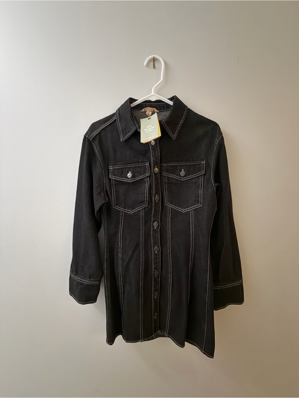 H&M Black Longline Denim Shirt Dress